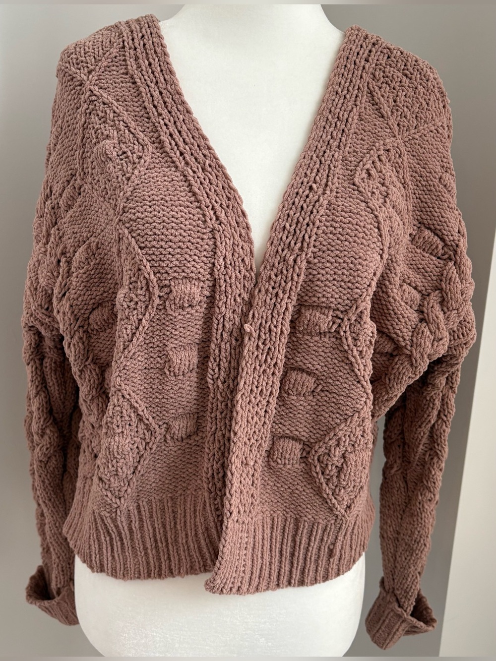 Jessica Simpson Chunky Knit Open-Front Cardigan, Dusty Rose
